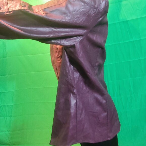 Marie claire women's long sleeves shirt leather effects button down crimson red - Picture 3 of 12